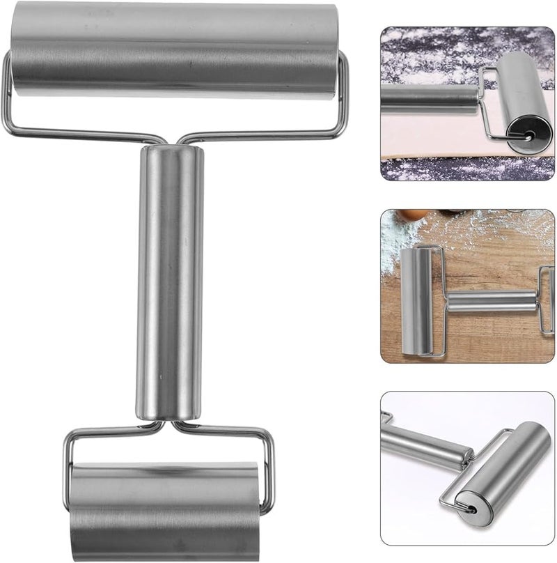 Stainless Steel Rolling Pin Double Ended Dough Roller 155g for Baking Noodles - Image 5